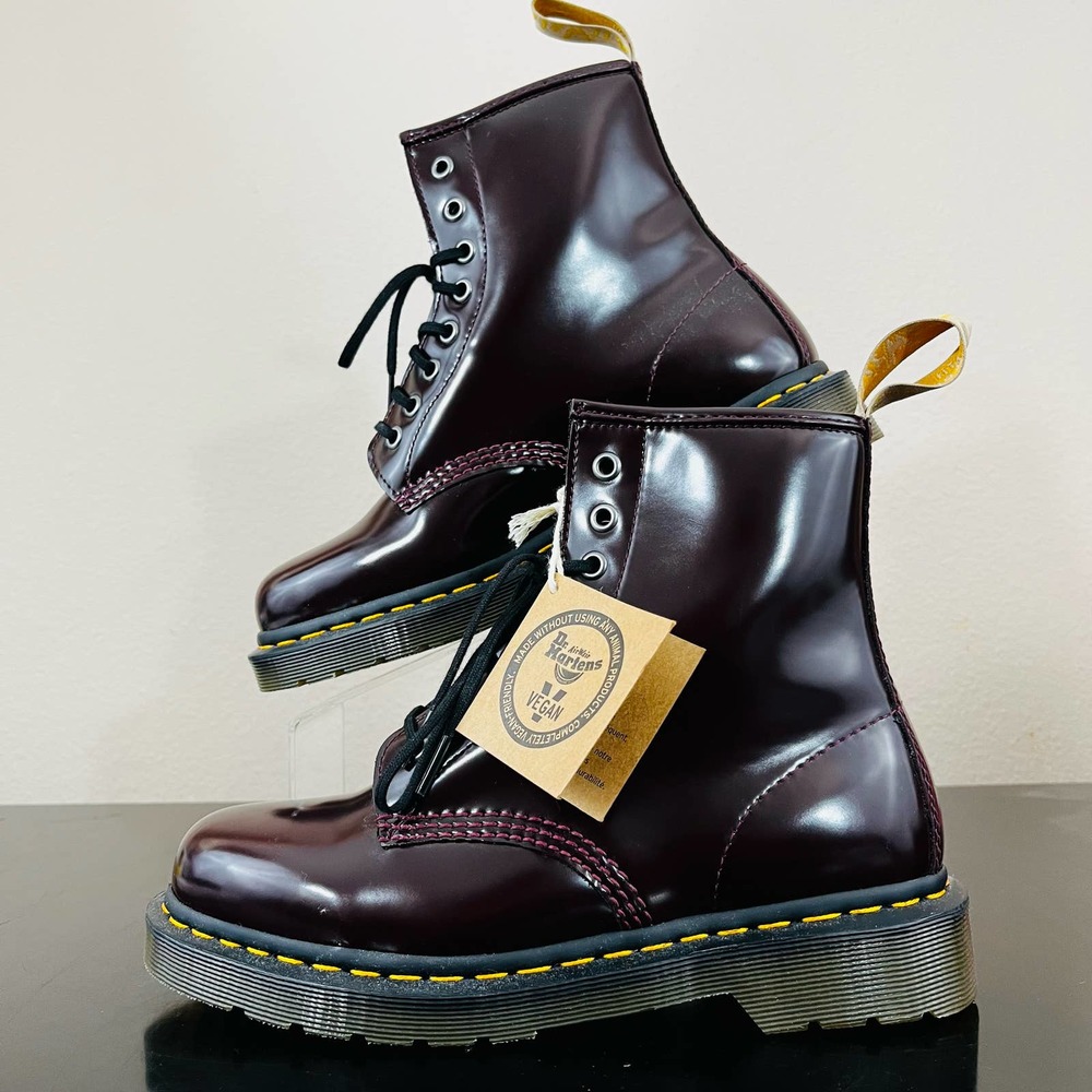 NEW Vegan Dr Martens 1460 Womens Sz 8 Wine Burgundy Lace Up